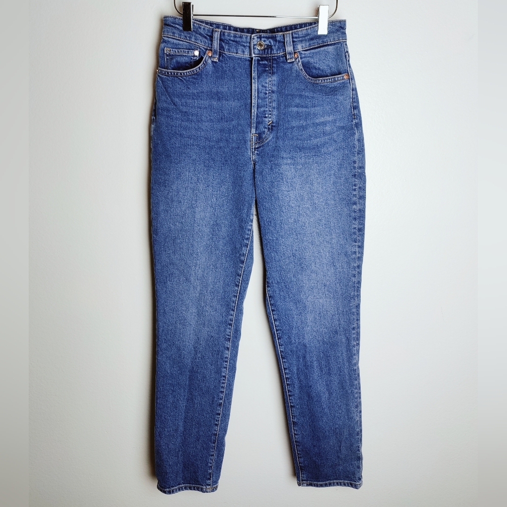 EUC H&M &Denim Women's Button Fly High Waist Ankle Mom Jeans, Sz 4